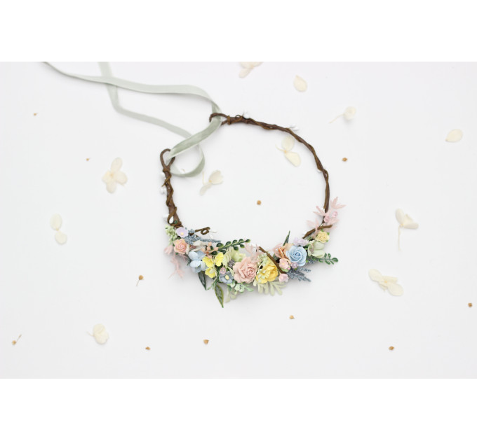 Pastel Wildflowers Flower Crown for Colorful Flower Girl Hairstyles