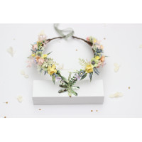 Colorful Wildflower Fairy Crown, Pastel Floral Headpiece. 5478