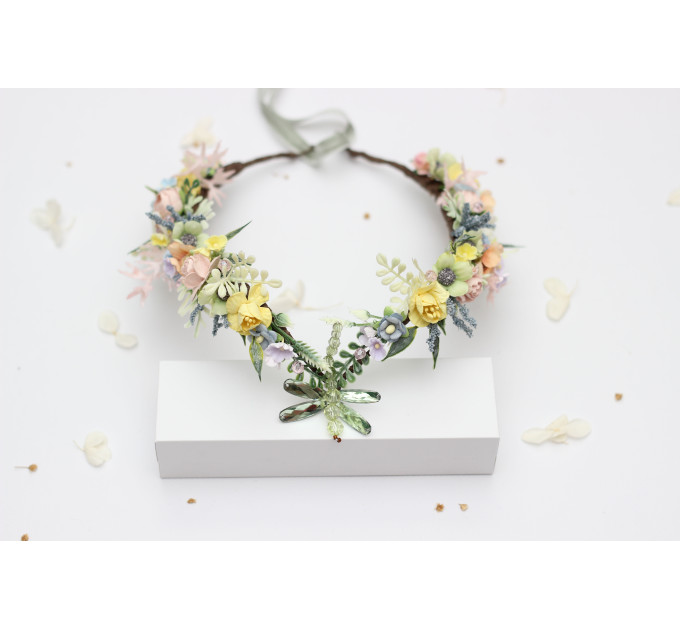 Colorful Wildflower Fairy Crown for Pastel Bridal and Festival Hairstyles