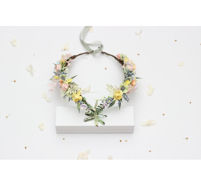 Colorful Wildflower Fairy Crown for Pastel Bridal and Festival Hairstyles