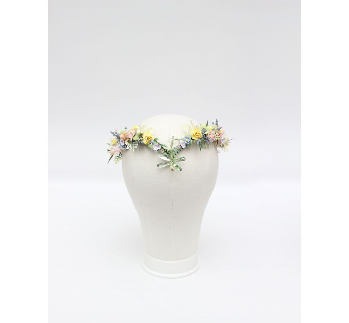 Colorful Wildflower Fairy Crown for Pastel Bridal and Festival Hairstyles