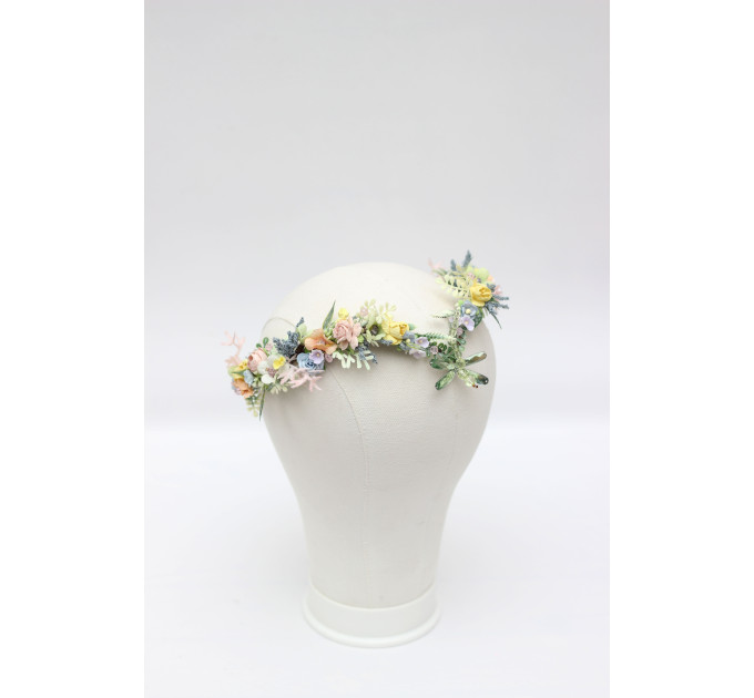 Colorful Wildflower Fairy Crown for Pastel Bridal and Festival Hairstyles
