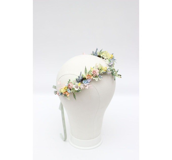 Colorful Wildflower Fairy Crown for Pastel Bridal and Festival Hairstyles