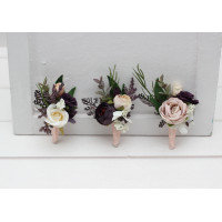 Purple, Blush Pink, Beige, Ivory Wedding Boutonnieres. 5474