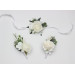Ivory White Wrist Corsage and Boutonnieres for Classic Wedding Styling