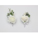 Ivory White Wrist Corsage and Boutonnieres for Classic Wedding Styling