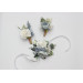 Dusty Blue, White & Green Wrist Corsage and Boutonnieres for Wedding