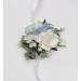 Dusty Blue, White & Green Wrist Corsage and Boutonnieres for Wedding