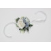 Dusty Blue, White & Green Wrist Corsage and Boutonnieres for Wedding