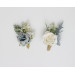 Dusty Blue, White & Green Wrist Corsage and Boutonnieres for Wedding