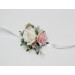 Blush Pink & White Wrist Corsage and Boutonnieres for Wedding