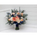 Bridal and Bridesmaid Wedding Bouquets in Navy Blue, Coral & Ivory