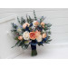 Bridal and Bridesmaid Wedding Bouquets in Navy Blue, Coral & Ivory