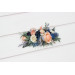Navy Blue, Coral & Ivory Floral Hair Comb for Bridal Hairstyles