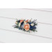 Navy Blue, Coral & Ivory Floral Hair Comb for Bridal Hairstyles