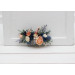 Navy Blue, Coral & Ivory Floral Hair Comb for Bridal Hairstyles