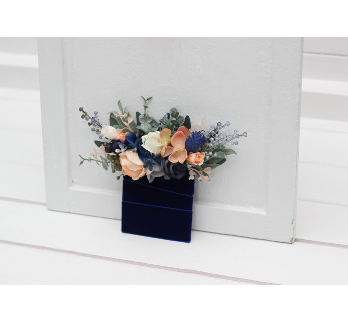 Navy Blue, Coral & Ivory Pocket Boutonniere for Wedding Styling