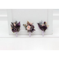 Purple Lilac Gold Beige Wedding Boutonnieres. Prom Accessories. 5147