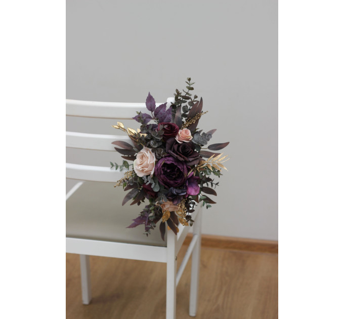 Purple, Lilac, Gold & Beige Chair Aisle Flowers for Wedding Ceremony