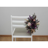 Purple Lilac Gold Beige Chair Flowers - Aisle Decor. 5147