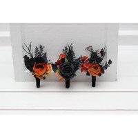 Black & Orange Gothic Wedding Boutonnieres. 5383