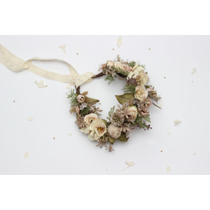Ivory & Sage Green Boho Flower Crown, Romantic Bridal Headpieceю. 5482