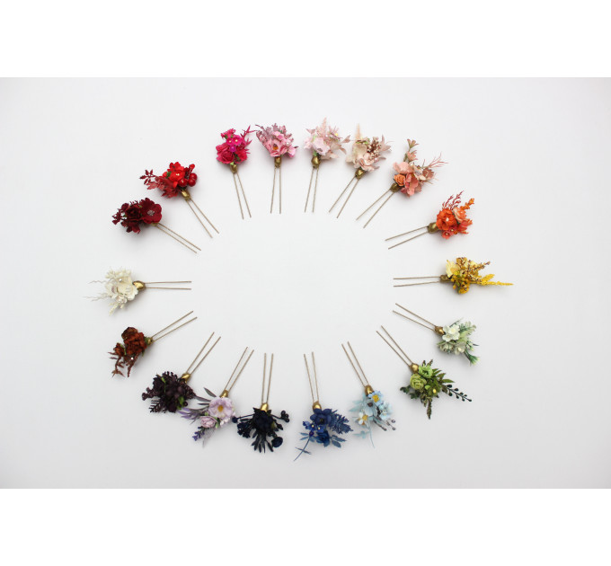 Mix and Match Wildflower Hair Pins for Bridal and Bridesmaid Hairstyles
