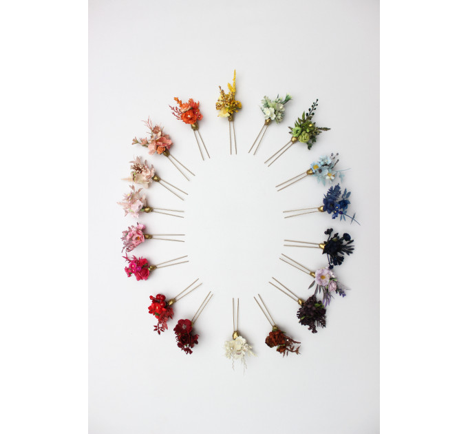 Mix and Match Wildflower Hair Pins for Bridal and Bridesmaid Hairstyles