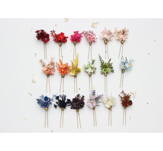 Mix and Match Wildflower Hair Pins for Bridal and Bridesmaid Hairstyles