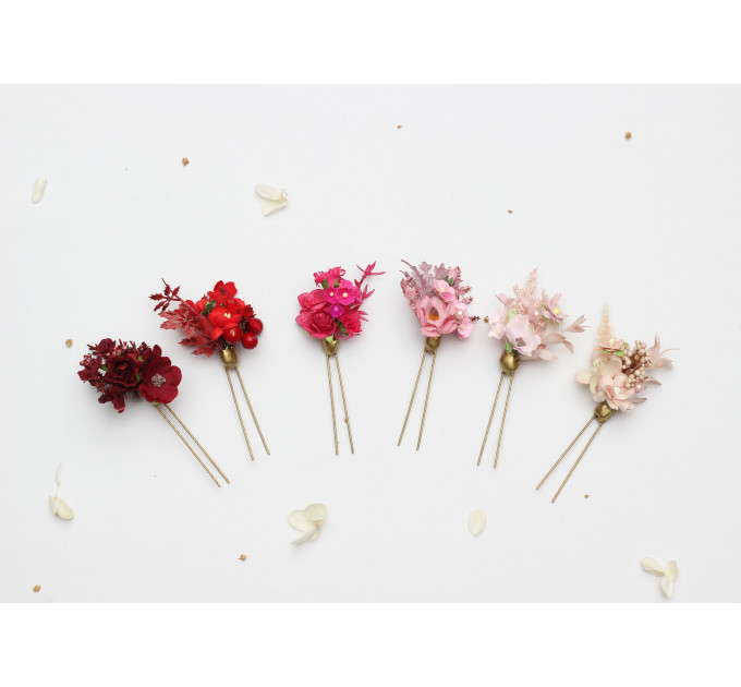 Mix and Match Wildflower Hair Pins for Bridal and Bridesmaid Hairstyles