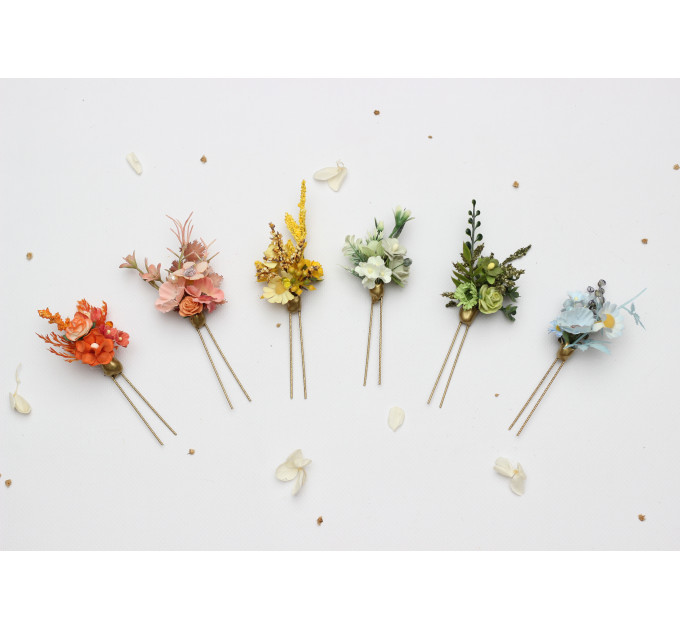Mix and Match Wildflower Hair Pins for Bridal and Bridesmaid Hairstyles