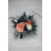 Bridal and Bridesmaid Wedding Bouquets in Navy Blue, Coral & Ivory