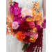 Alternative Diagonal Bridal Bouquet in Orange, Magenta and Pink, Red