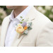 Colorful Wedding Boutonnieres in Peach, Dusty Blue, Ivory & Orange | Flower Accessories