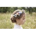 Wildflower Flower Crown | Colorful Peach, Orange, Dusty Blue, Ivory & Lilac Flowers | Flower Girl Crown