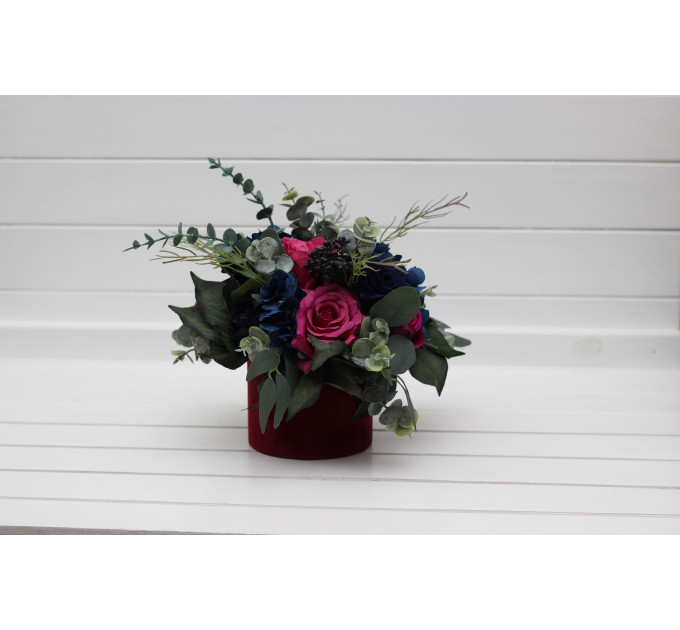 Jewel Tone Wedding Centerpiece in Navy Blue, Magenta, Fuchsia, Purple & Emerald Green