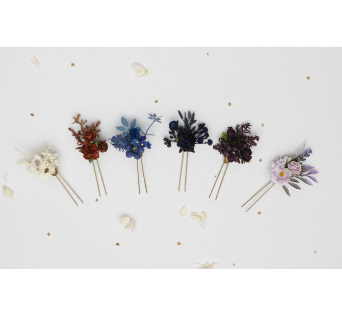 Mix and Match Wildflower Hair Pins for Bridal and Bridesmaid Hairstyles
