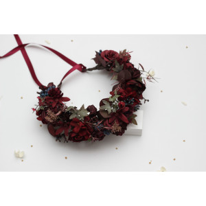 Burgundy & Blue Berry Flower Crown. Hair wreath.  5487