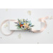 Peach, Dusty Blue & Ivory Wrist Corsage for Bridesmaids and Wedding Guests