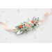 Peach, Dusty Blue & Ivory Flower Belt for Bridal Dress