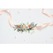 Peach, Dusty Blue & Ivory Flower Belt for Bridal Dress