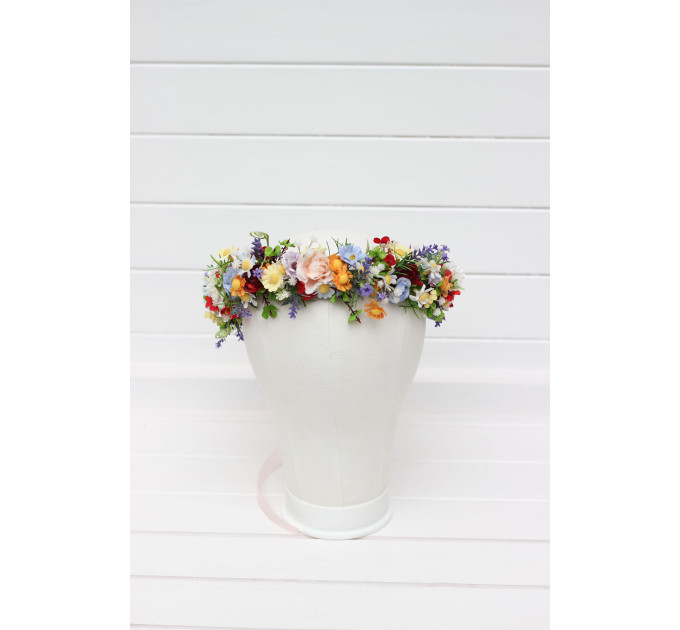 Colorful Wildflower Flower Crown for Bridal and Festival Hairstyles