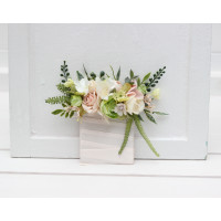 Blush Pink, Ivory & Soft Olive Green Pocket Boutonniere 5488