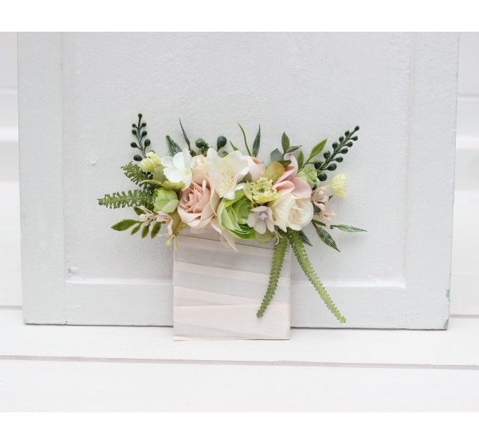 Blush Pink, Ivory & Soft Olive Green Pocket Flowers for Weddings