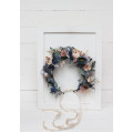 Dusty Blue & Beige Flower Crown – Faux Floral Hair Wreath for Bride or Flower Girl