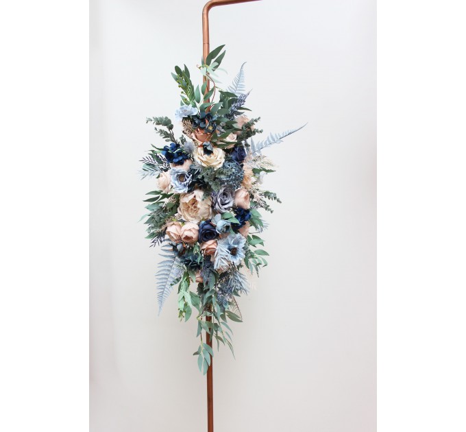  Flower arch arrangement in dusty blue beige colors.  Arbor flowers. Floral archway. Faux flowers for wedding arch. 0506