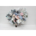 Dusty Blue, Blush Pink & White Wedding Bouquets | Faux Bridal & Bridesmaid Bouquets