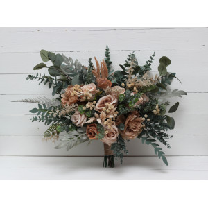 Wedding bouquets in beige brown colors. Bridal bouquet. Faux bouquet. Bridesmaid bouquet. 0507
