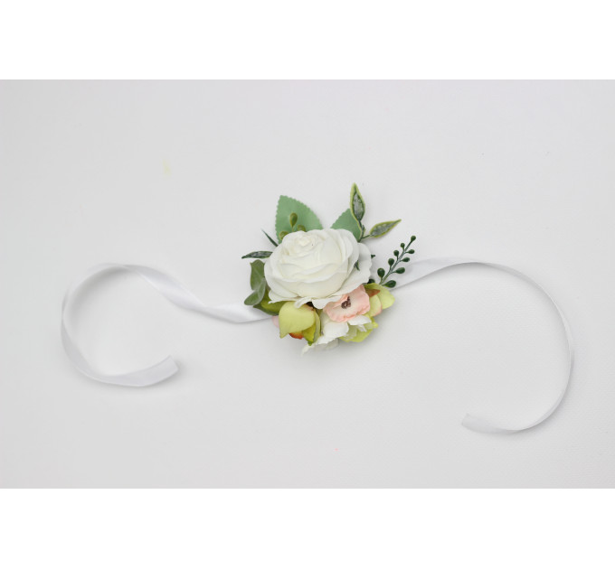 Blush Pink, Ivory & Soft Olive Green Corsage and Wedding Boutonnieres