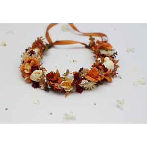 Rust, Cream & Burgundy Flower Crown. Bridal Headpiece. 5489